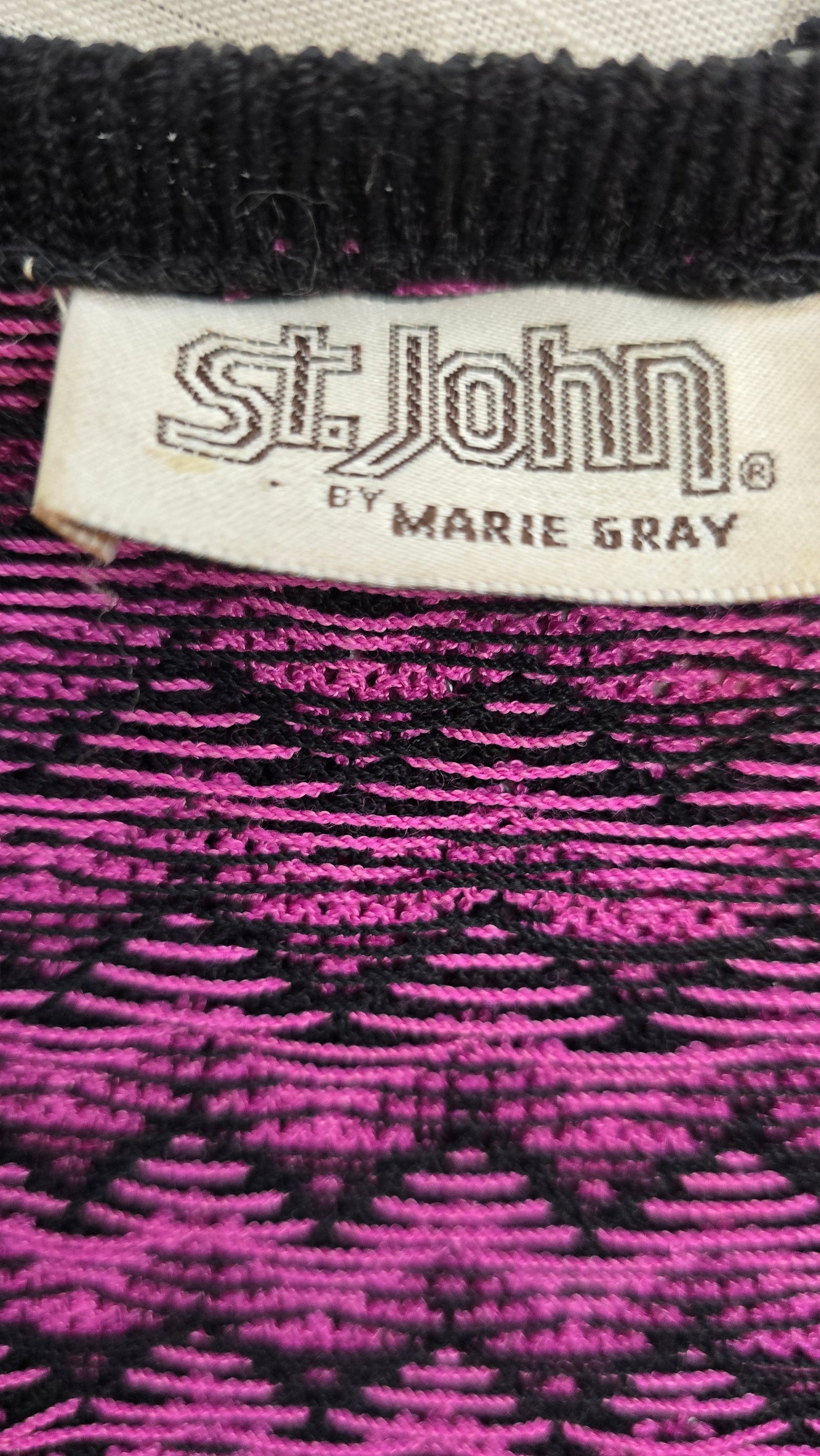 Vintage St. John by Marie Gray Chevron Sequin Knit Sweater