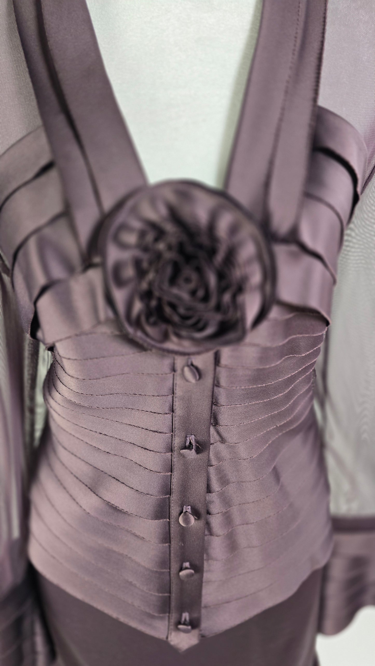 JS Collection Plum Satin 2-Piece Skirt Suit