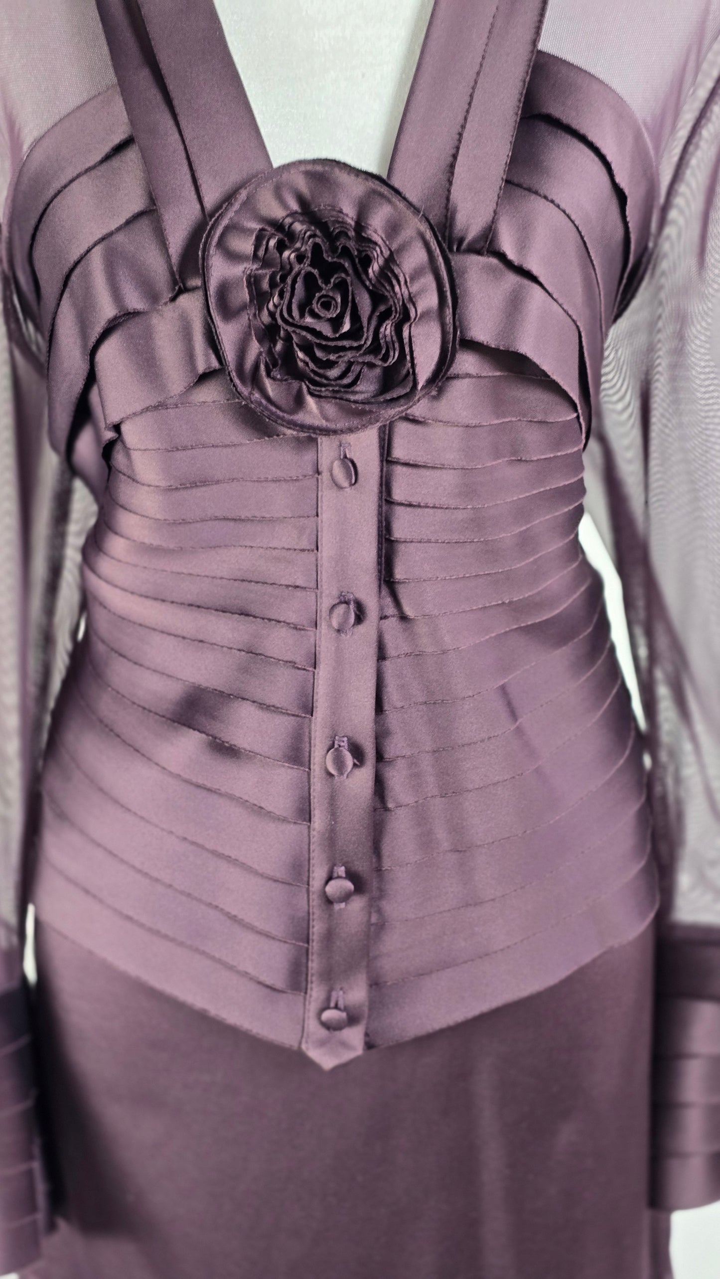 JS Collection Plum Satin 2-Piece Skirt Suit