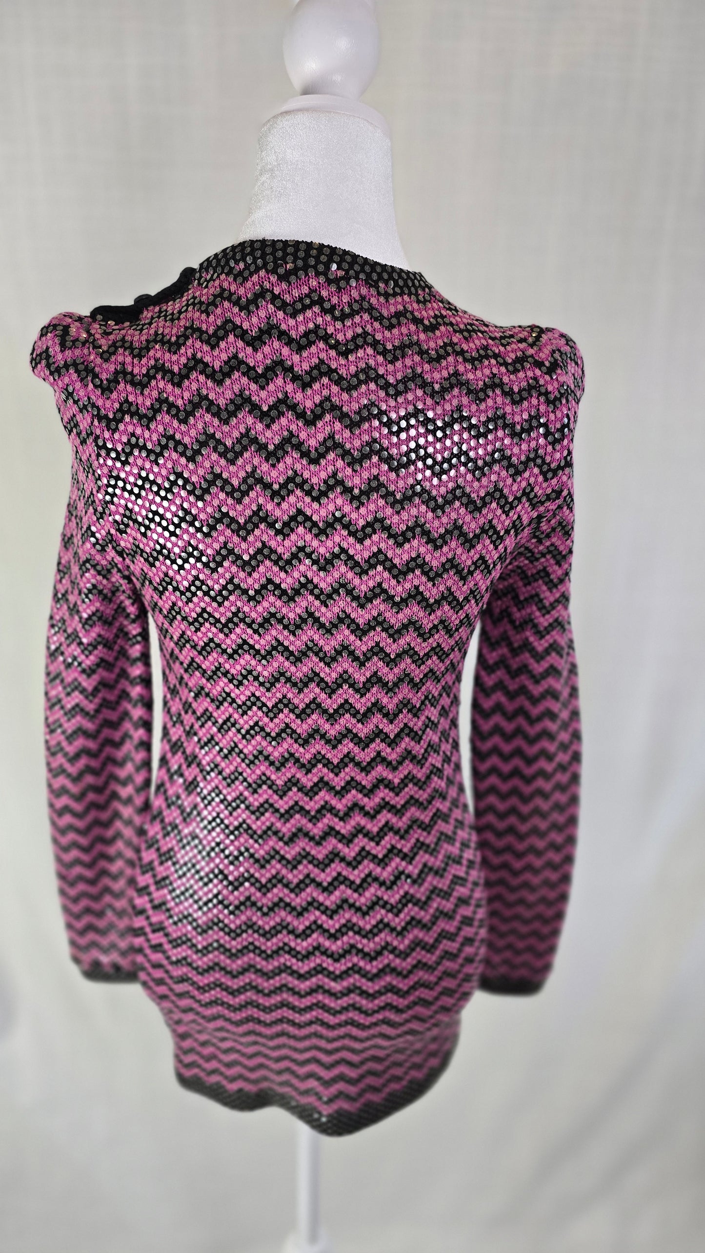 Vintage St. John by Marie Gray Chevron Sequin Knit Sweater