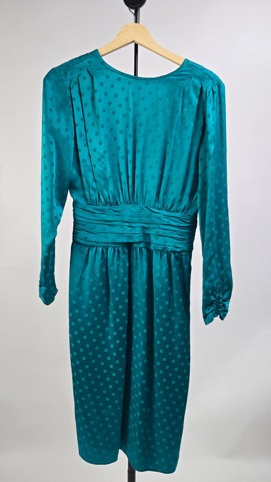 John Weitz Silk Polka Dot Long Sleeve Midi Dress