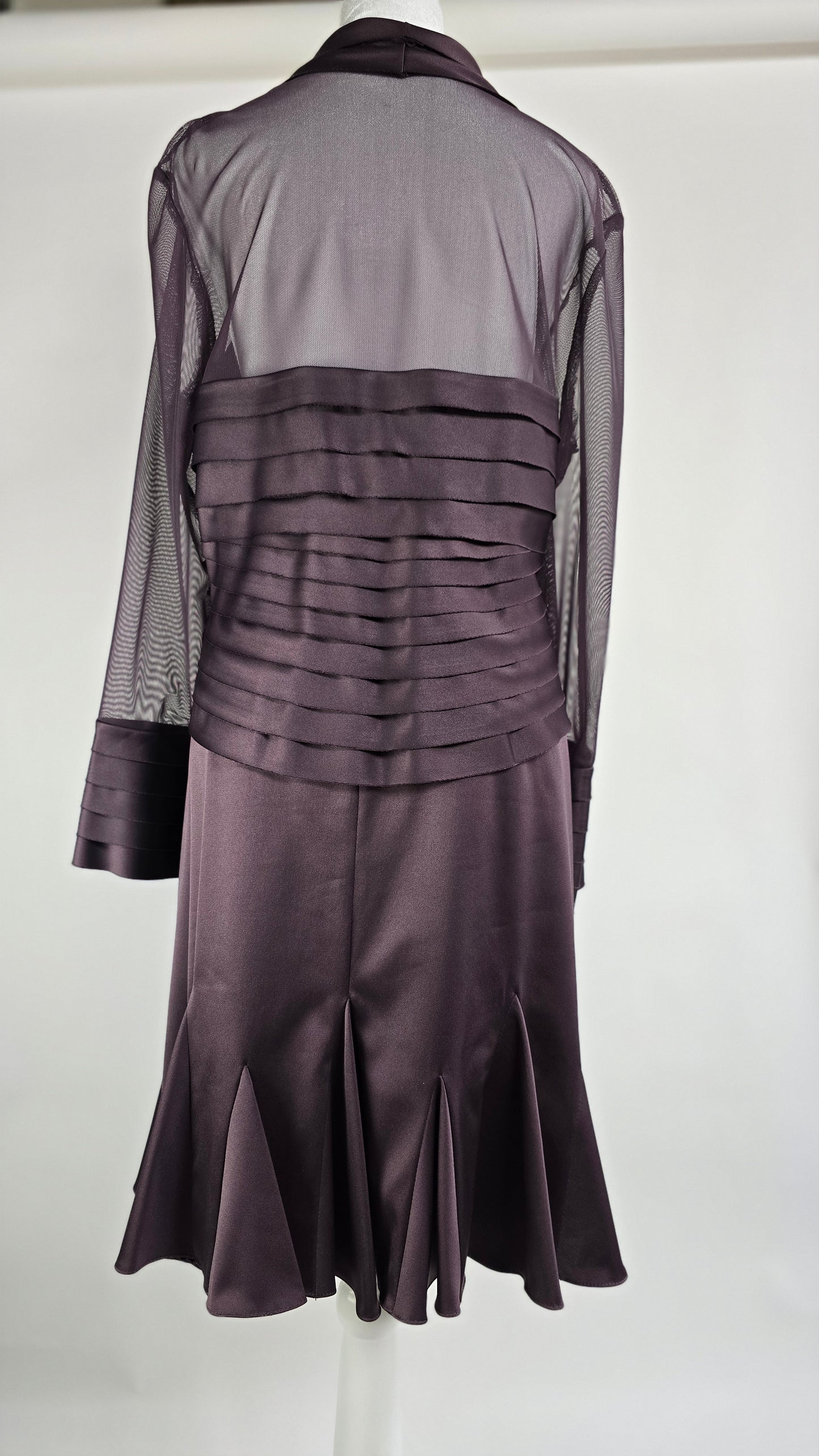 JS Collection Plum Satin 2-Piece Skirt Suit