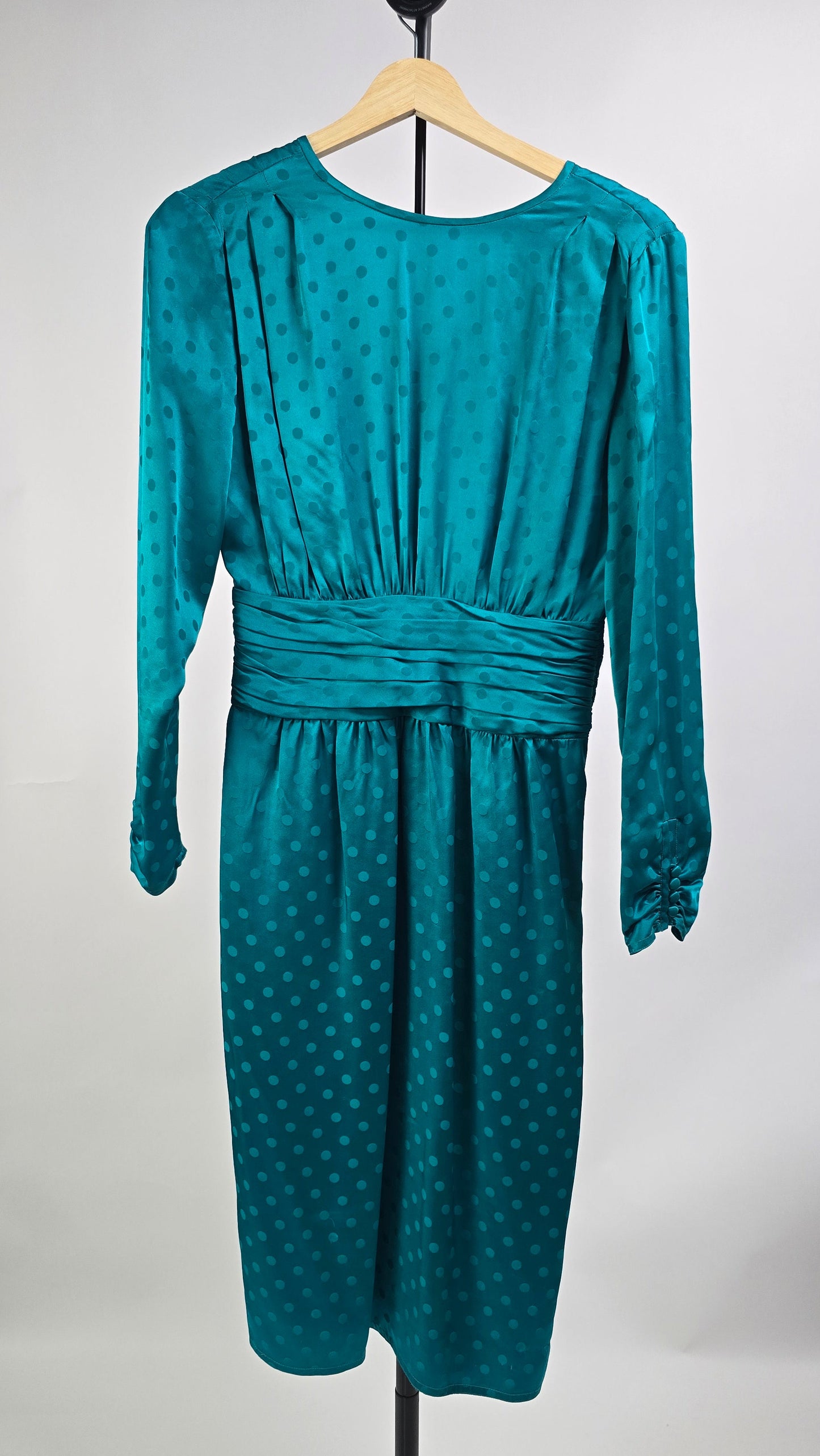 John Weitz Silk Polka Dot Long Sleeve Midi Dress
