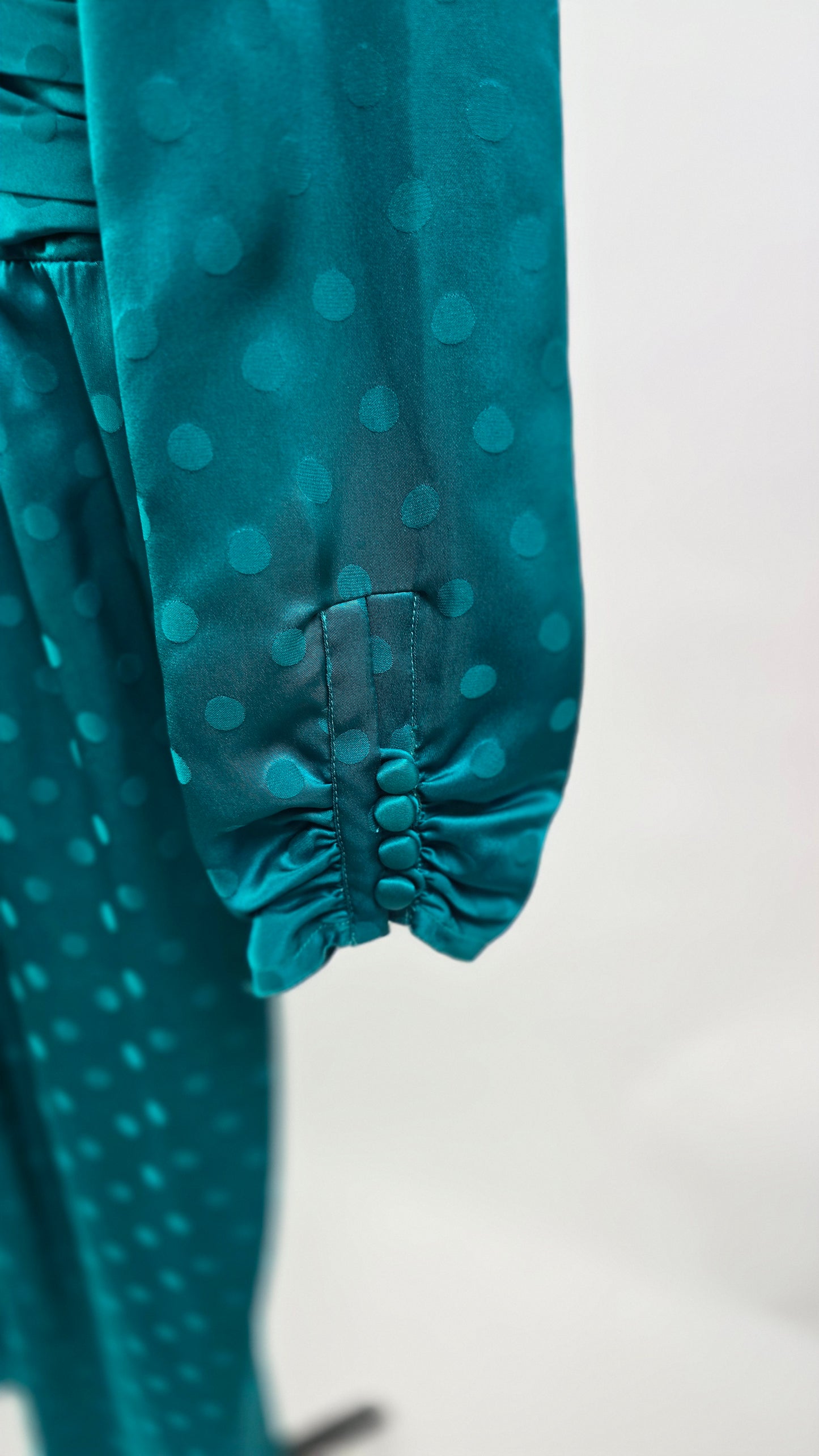 John Weitz Silk Polka Dot Long Sleeve Midi Dress