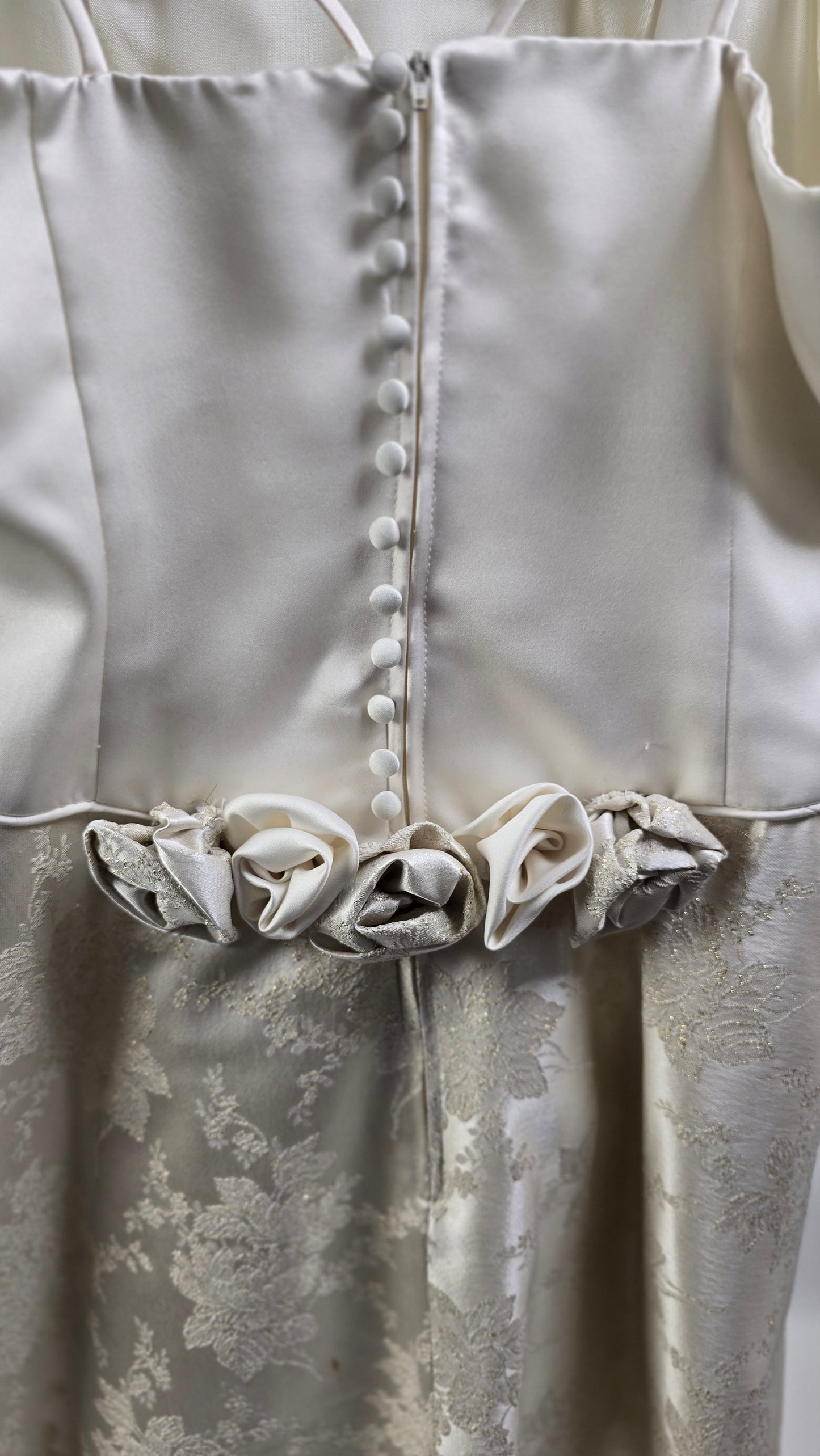 Ivory Satin & Floral Brocade Mini Dress with Dramatic Bolero Jacket