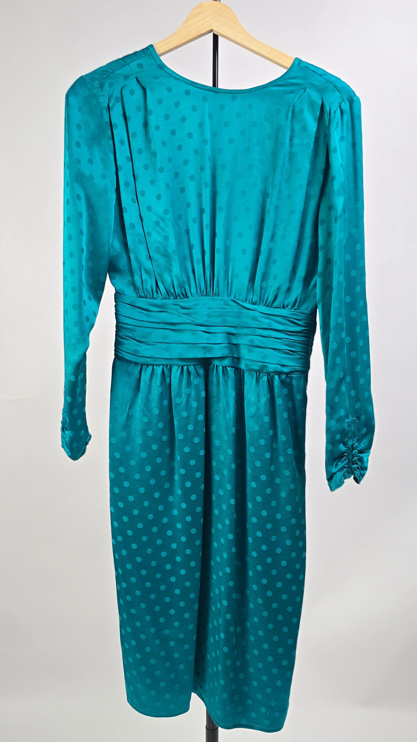 John Weitz Silk Polka Dot Long Sleeve Midi Dress