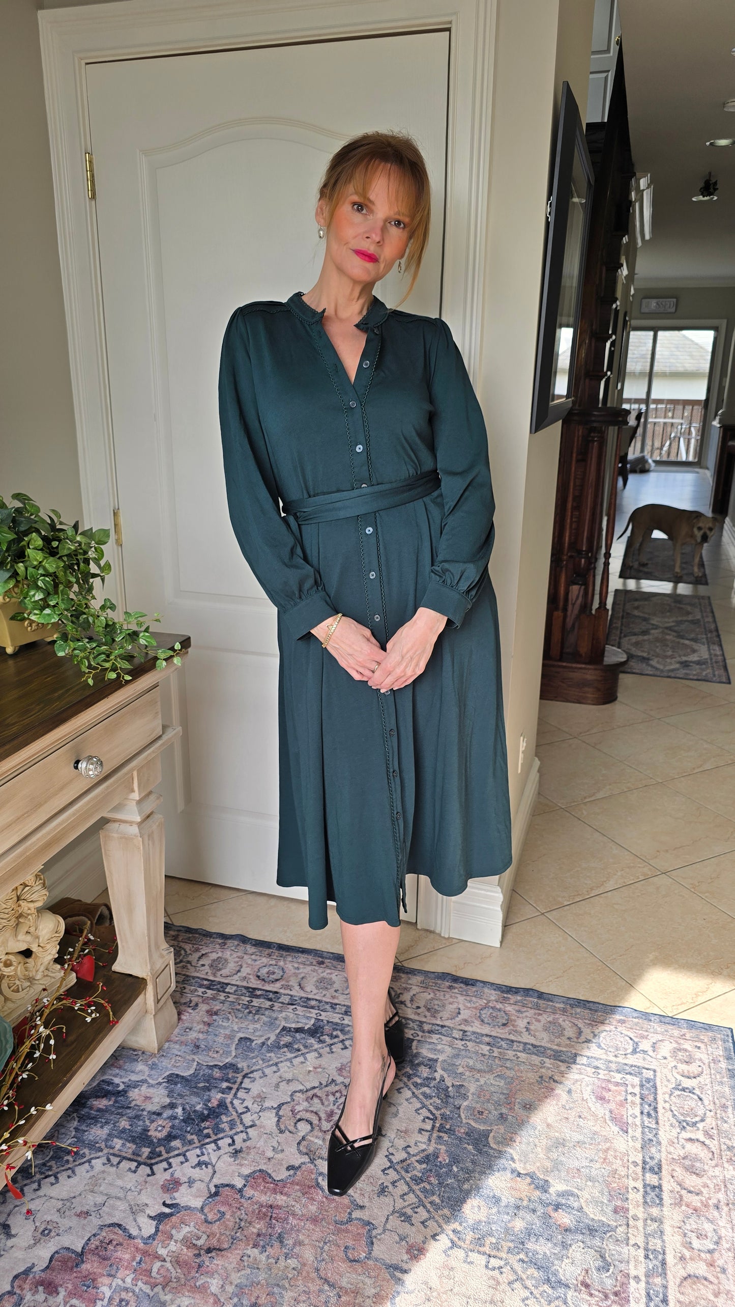 Boden Rowena Trim Jersey Shirt Dress