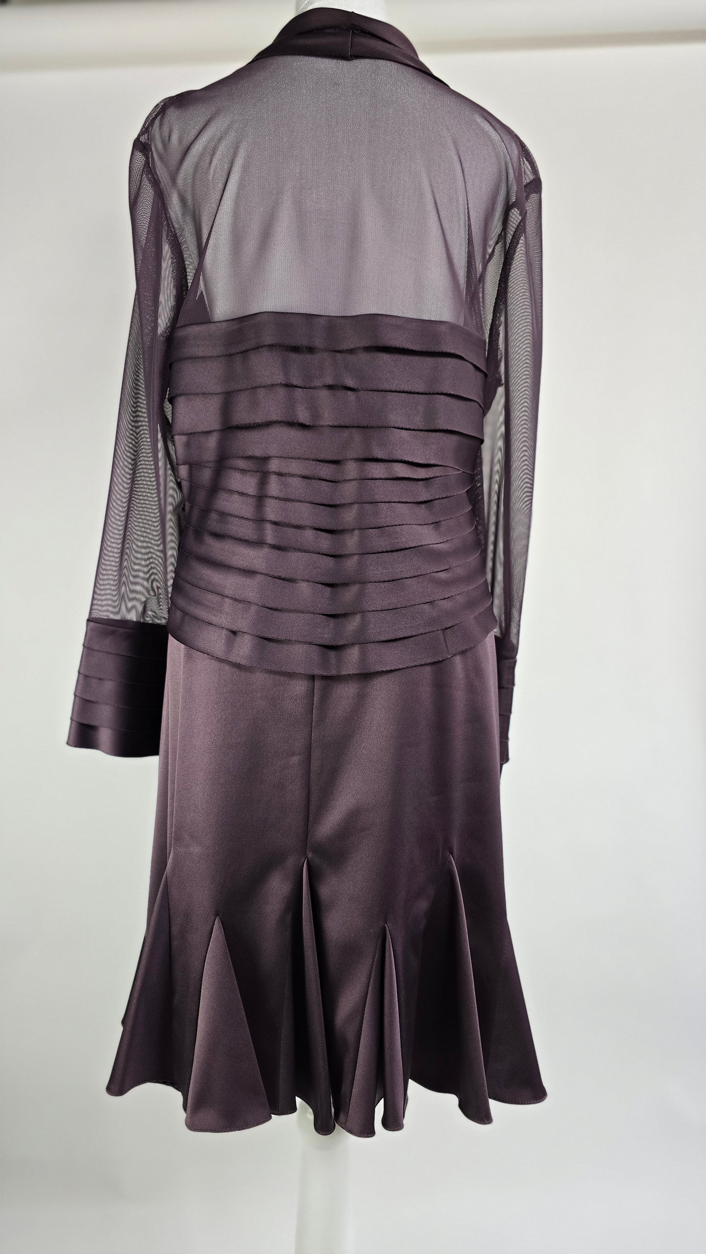 JS Collection Plum Satin 2-Piece Skirt Suit