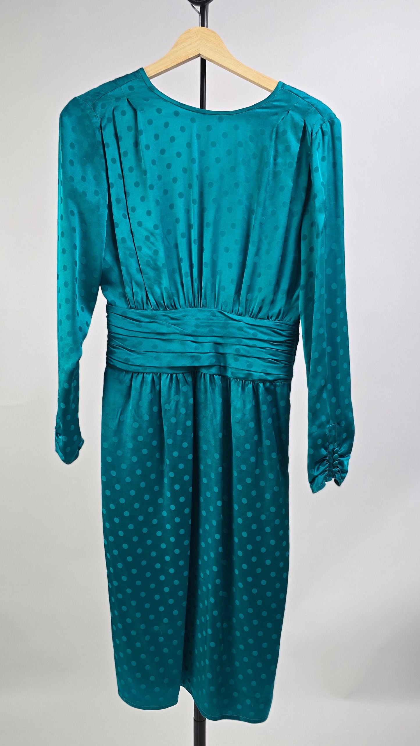 John Weitz Silk Polka Dot Long Sleeve Midi Dress