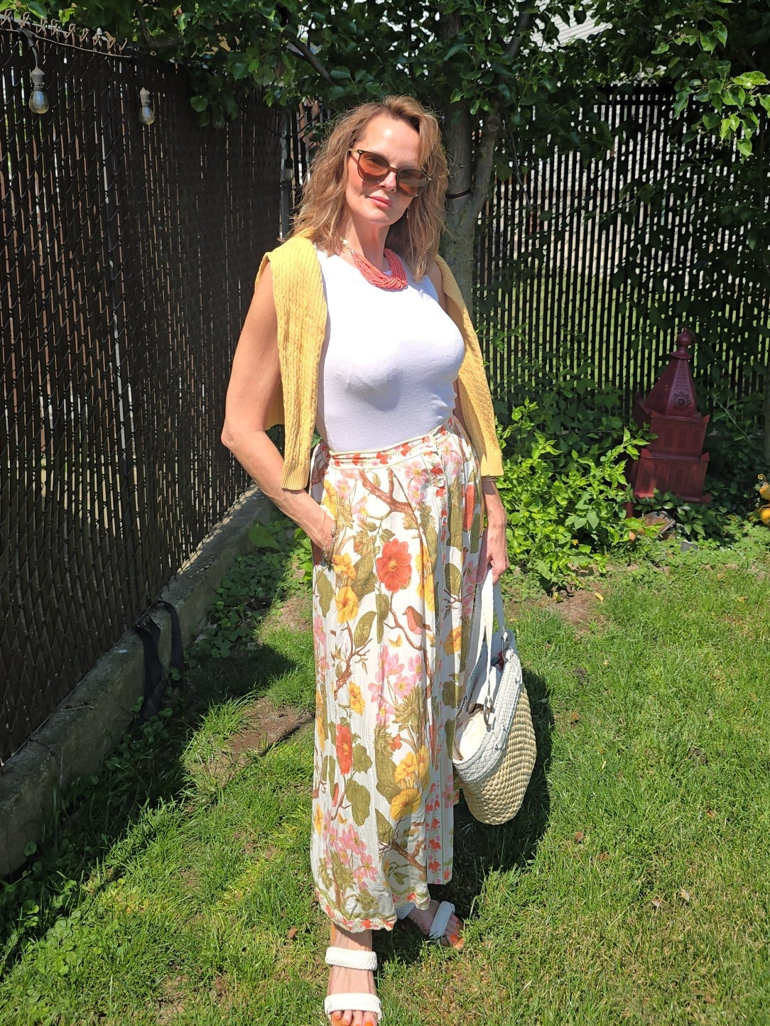 Rose + Olive Resort Garden Print Maxi Skirt
