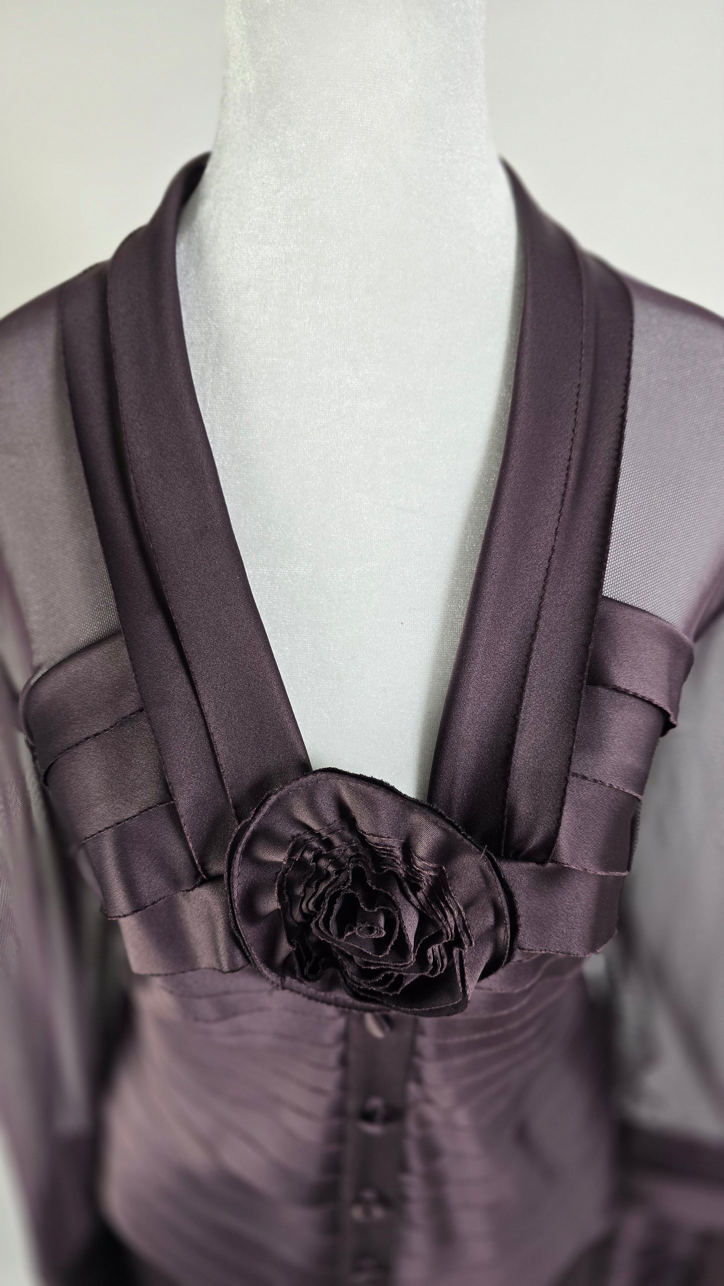 JS Collection Plum Satin 2-Piece Skirt Suit