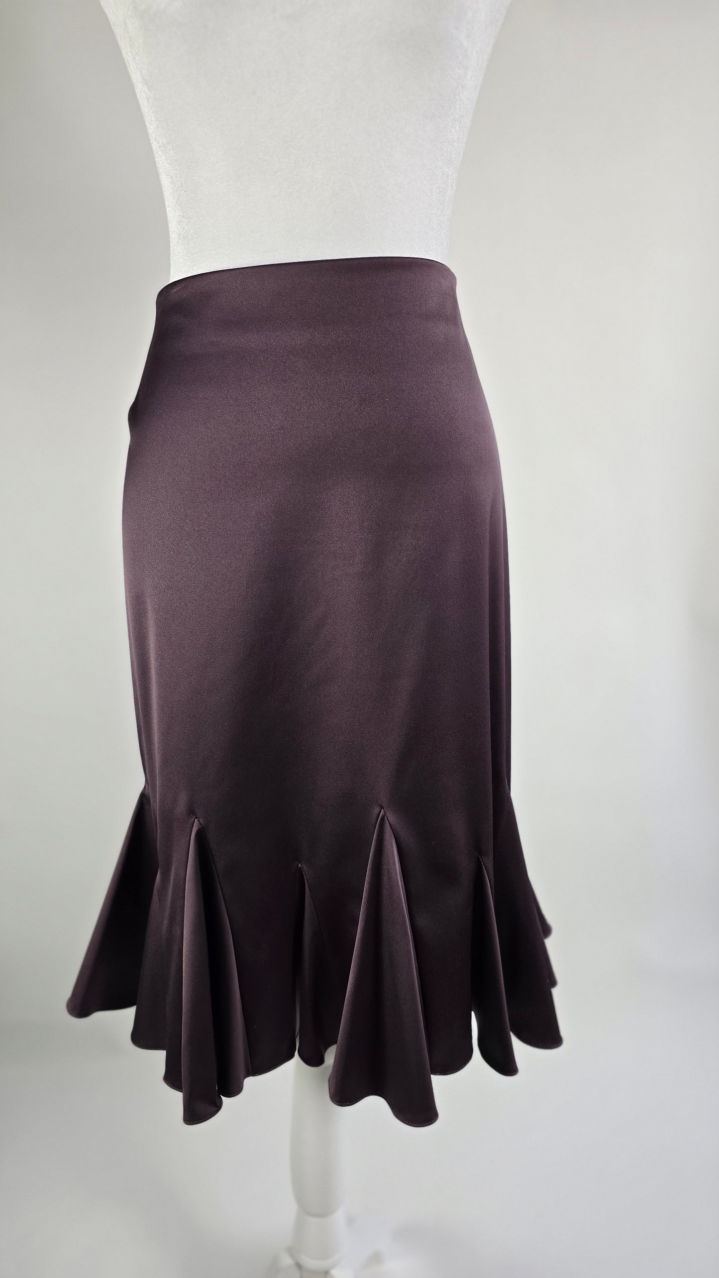 JS Collection Plum Satin 2-Piece Skirt Suit