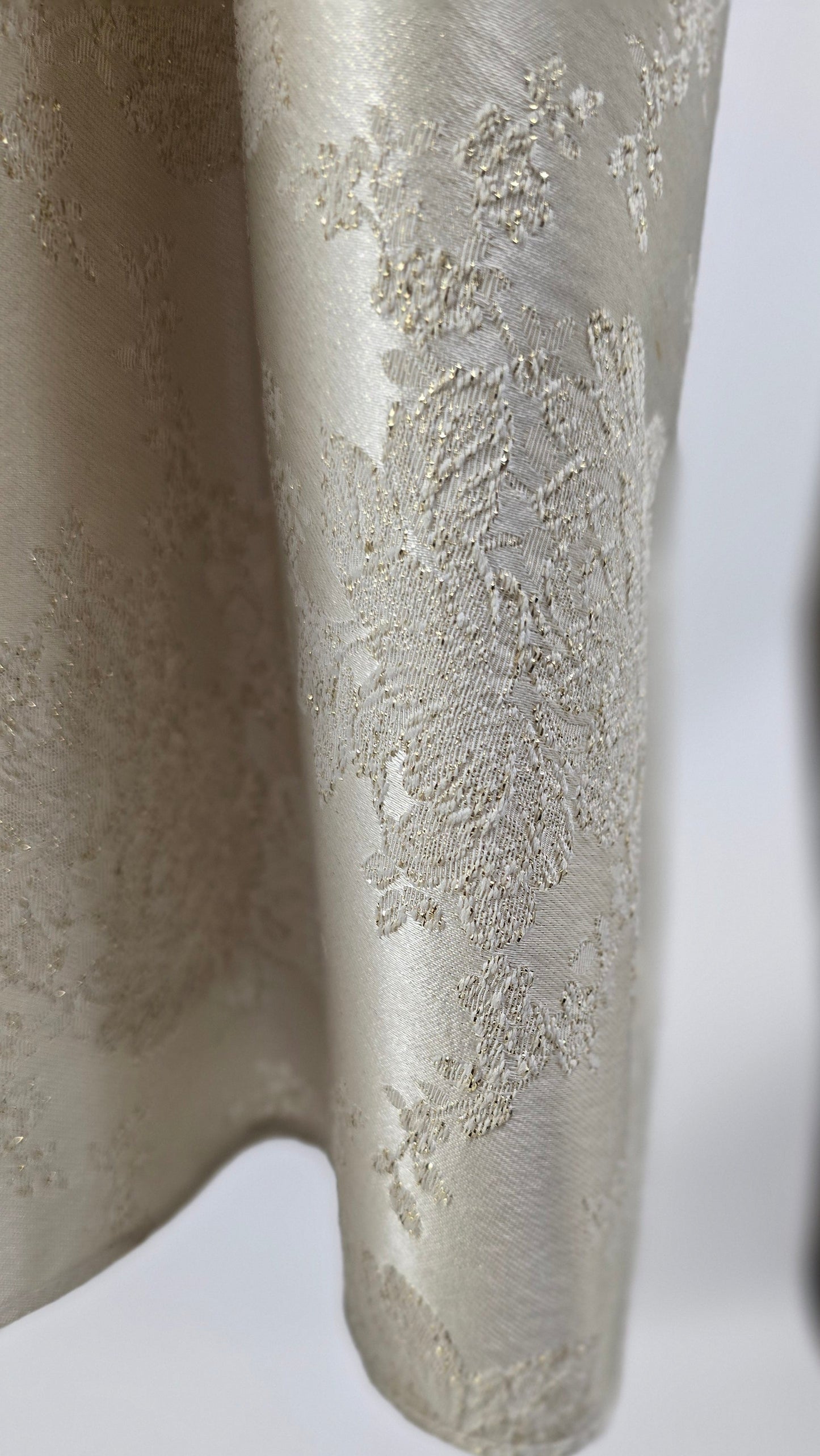 Ivory Satin & Floral Brocade Mini Dress with Dramatic Bolero Jacket