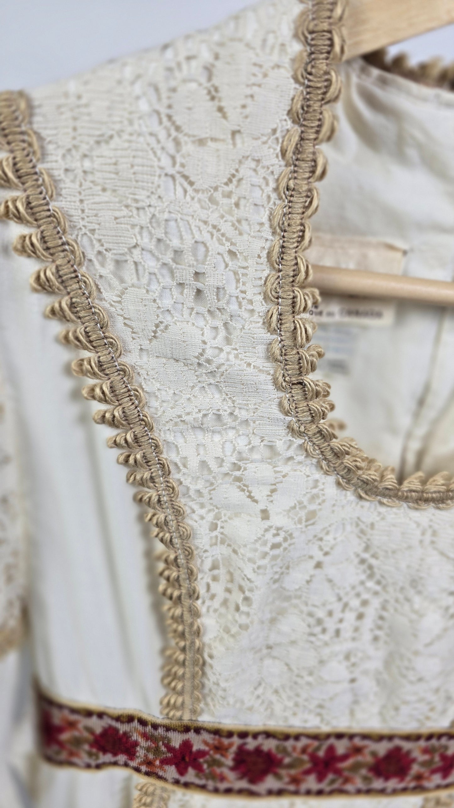Vintage 1970s Lori Ann Cream Lace & Crochet Prairie Boho Maxi Dress | Made in Canada