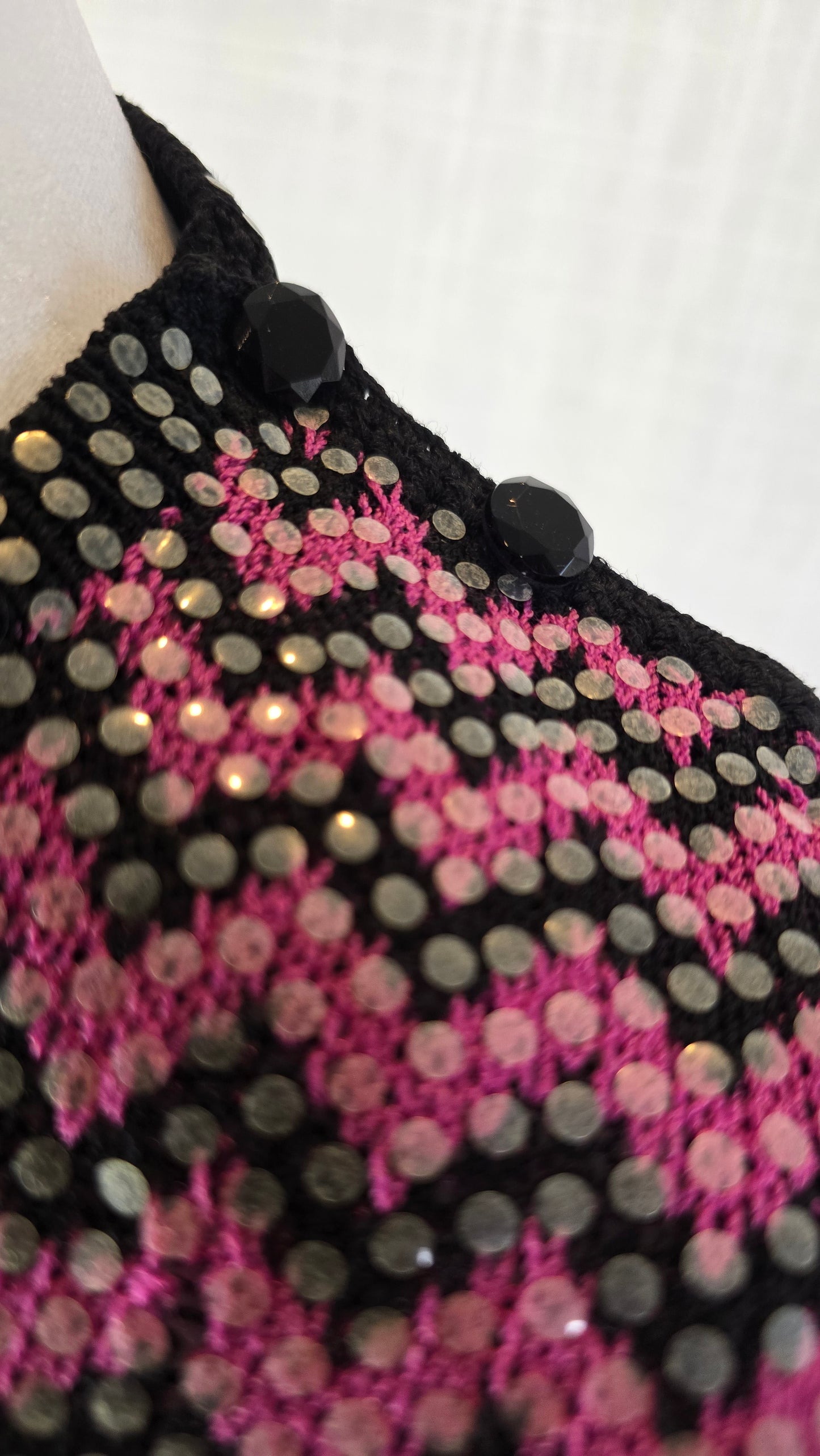 Vintage St. John by Marie Gray Chevron Sequin Knit Sweater