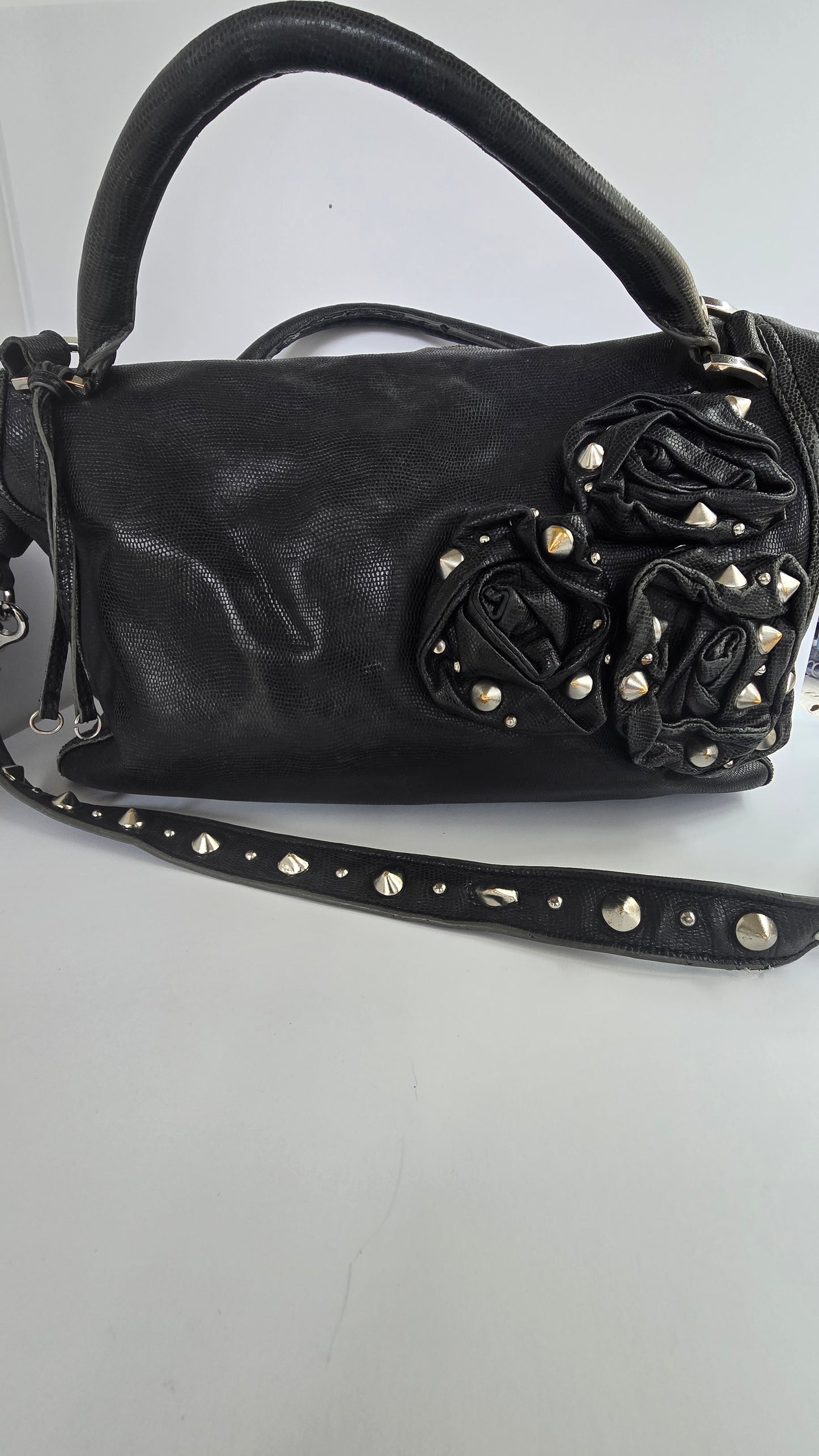 Betsey Johnson Black Lizard Embossed Satchel