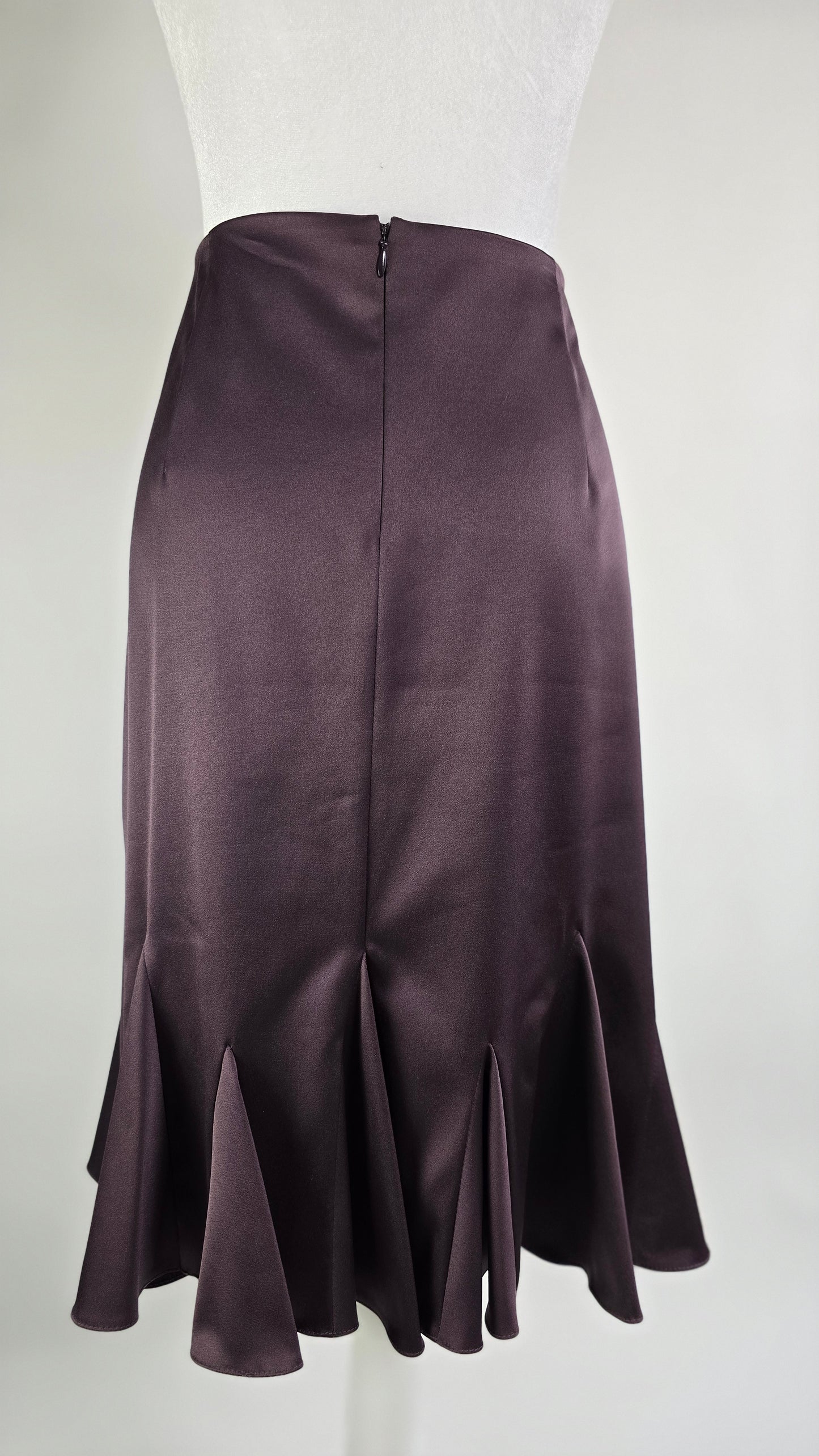 JS Collection Plum Satin 2-Piece Skirt Suit