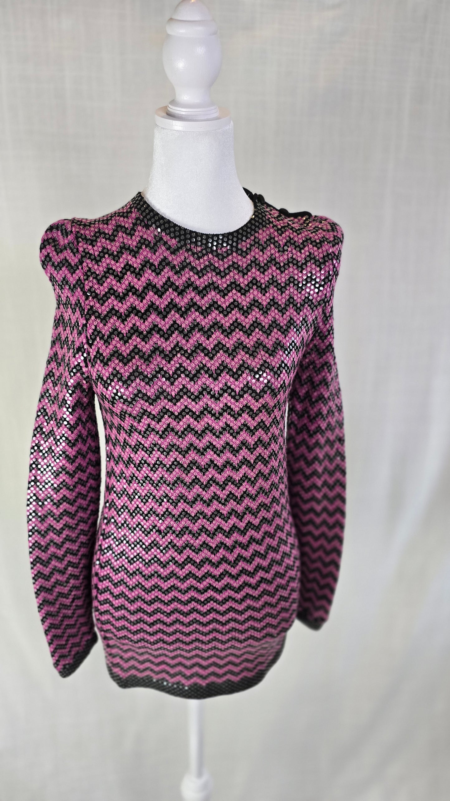 Vintage St. John by Marie Gray Chevron Sequin Knit Sweater