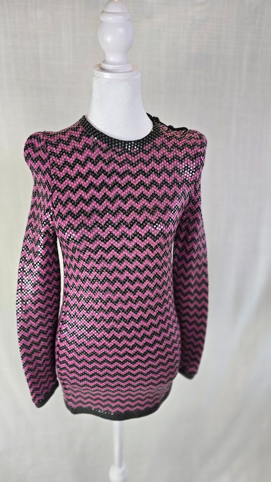 Vintage St. John by Marie Gray Chevron Sequin Knit Sweater