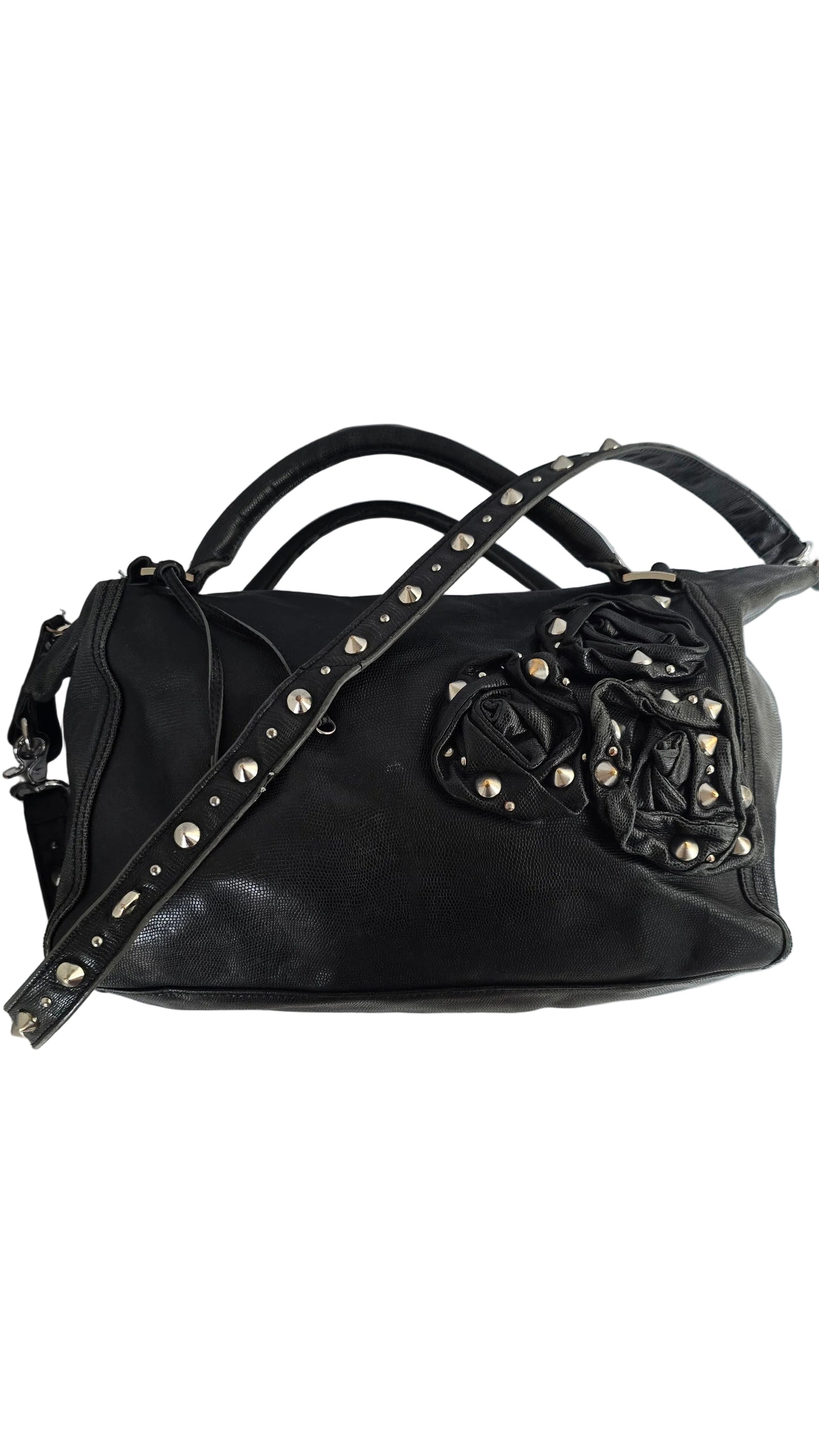 Betsey Johnson Black Lizard Embossed Satchel