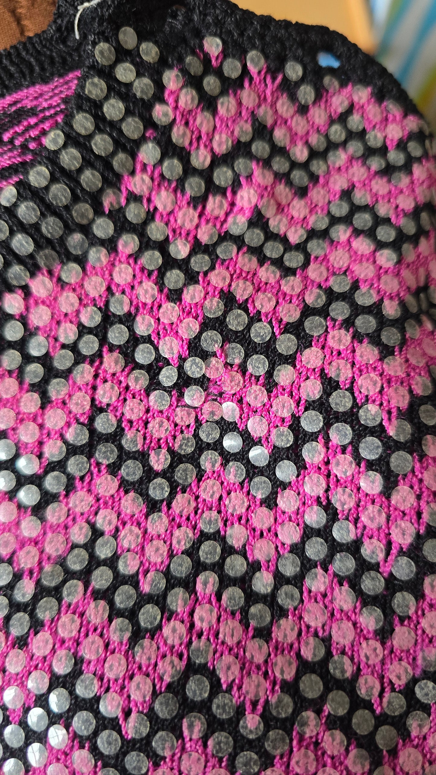 Vintage St. John by Marie Gray Chevron Sequin Knit Sweater